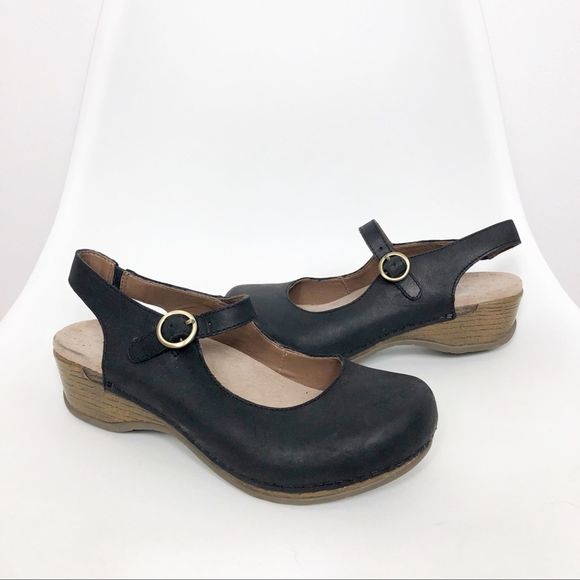 Dansko Shoes - Host Pick DANSKO Black Leather Slingback Clogs